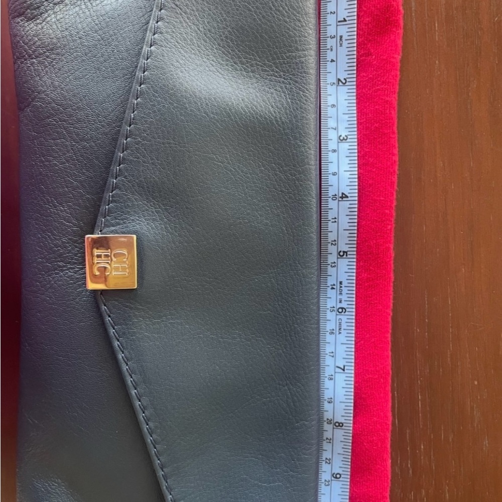 Original Carolina Herrera navy blue leather Clutch